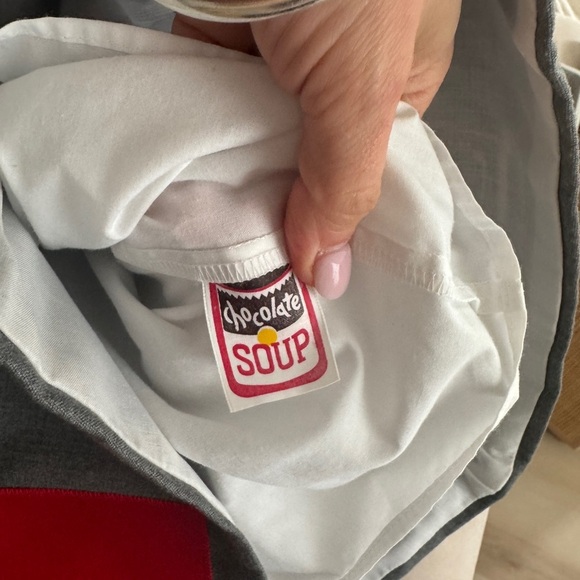 Vintage 80s toddler dress chocolate soup appliqué embroidered house shift jumper - Picture 3 of 15